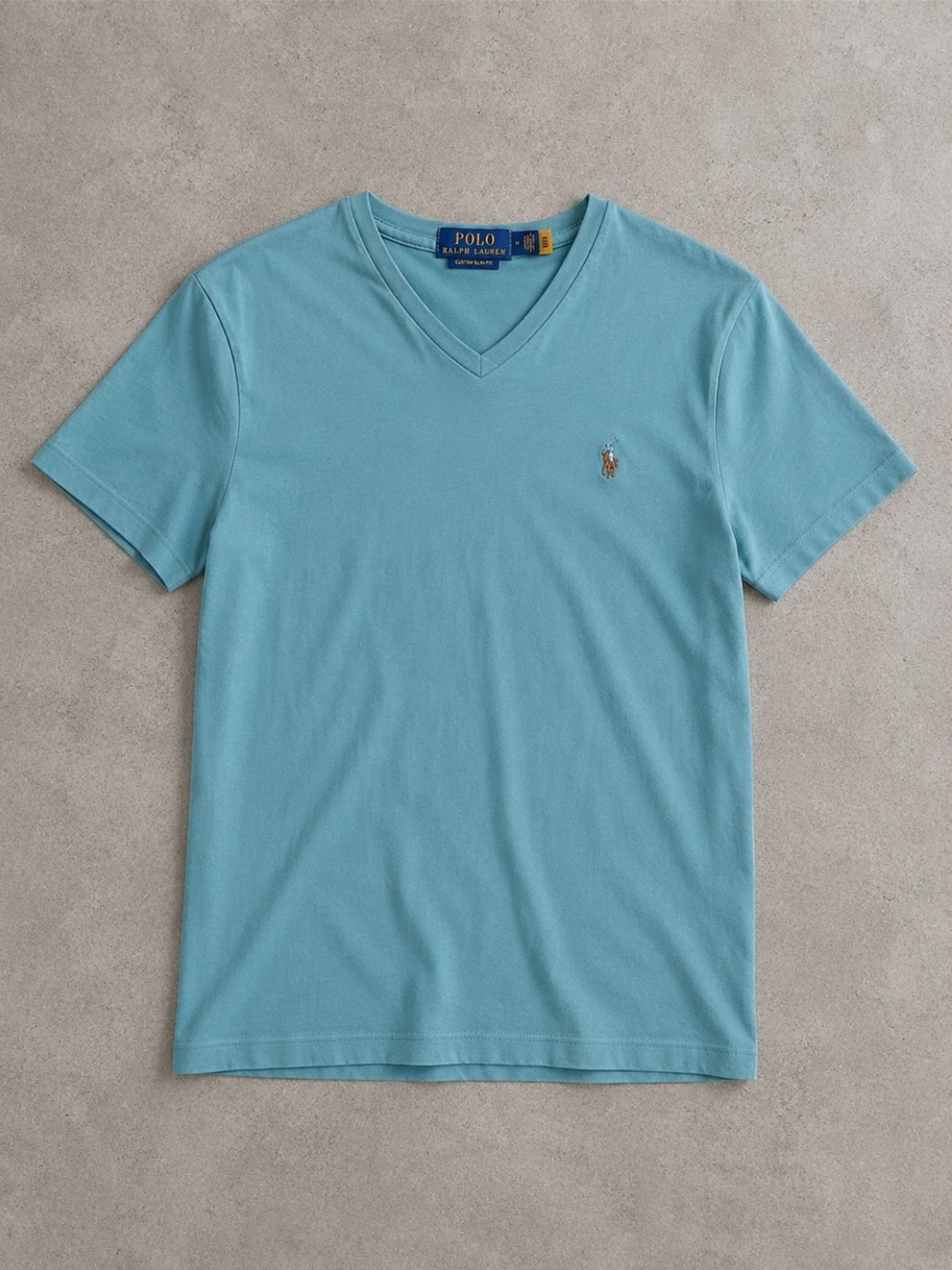 Polo Ralph Lauren V Neck Custom Flesh Pony Slim Fit T Shirt Womens Medium Preppy